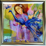 Girl with Blue Bird,What is the meaning of the bluebird?
Bluebirds are often known as the bluebirds of happiness, meaning they are generally associated with the joy, happiness, and harmony. The bluebird is a symbol of hope, love, positivity, and realized dreams, It symbolizes the essence of life and beauty, original oil painting by artist Tamara Rigishvili abstract, modern, contemporary fine art, painting by artist Tamara Rigishvili