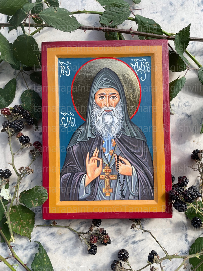 St Gabriel Urgebadze, original icon painting by artist Tamara (  abstract, modern, contemporary fine art)