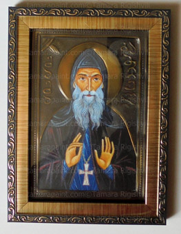 St Gabriel Urgebadze, original icon painting by artist Tamara (  abstract, modern, contemporary fine art) 