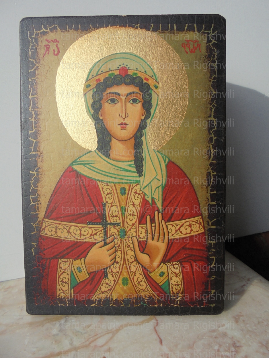 Saint Barbara wood print, Tamara Rigishvili, tamarasicons