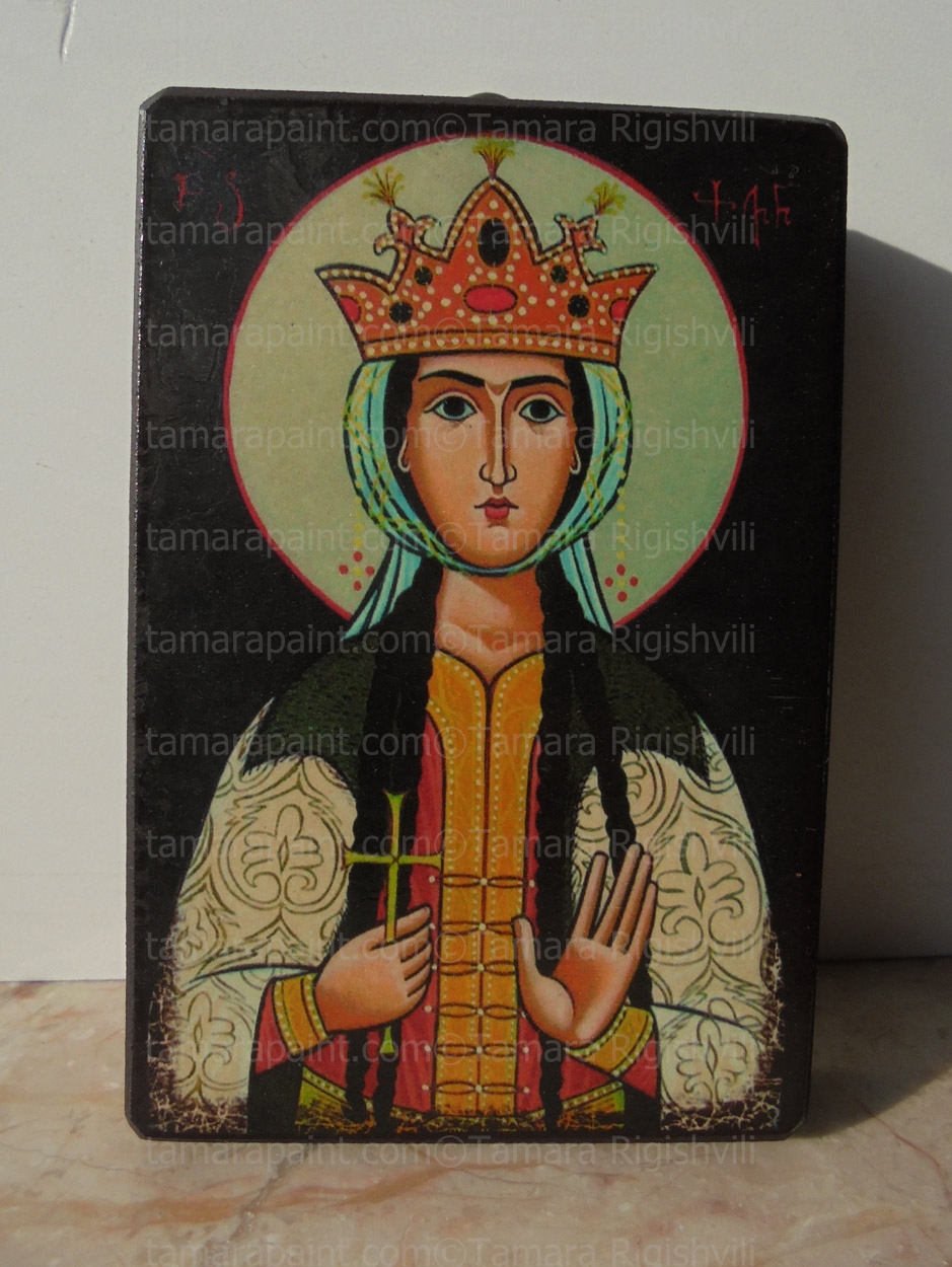 Saint Queen Ketevan, wood print, Tamara Rigishvili, tamarasicons