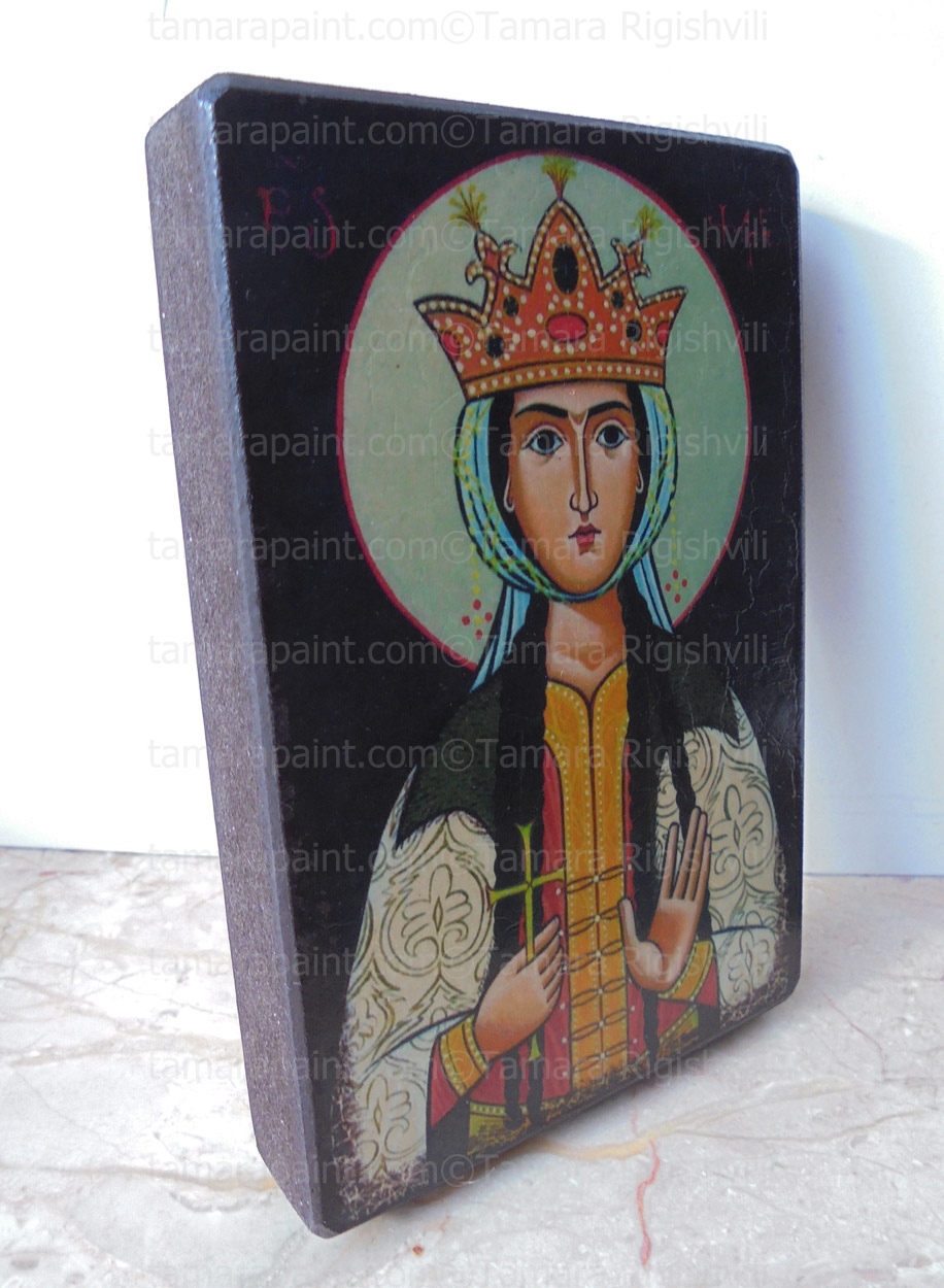 Saint Ketevan Printed, wood, ქეთევან დედოფალი, ხატი, Tamara Rigishvili,Tamarasicons