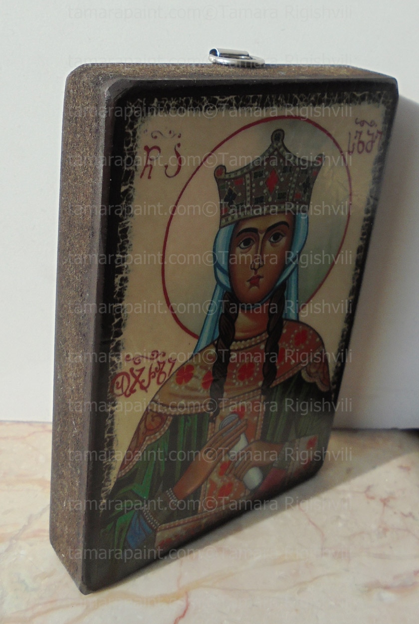 Saint Salomea of Ujarma, Georgian, Printed, wood, back, Tamara Rigishvili,Tamarasicons