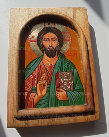 Jesus Christ, original icon painting by artist Tamara 