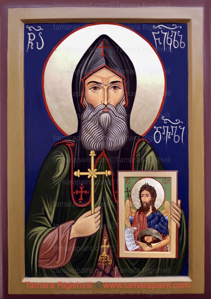 Jerusalem, the Holy Cross Monastery,Nikolas of Georgia, Martyr, original icon painting by artist Tamara (  abstract, modern, contemporary fine art)