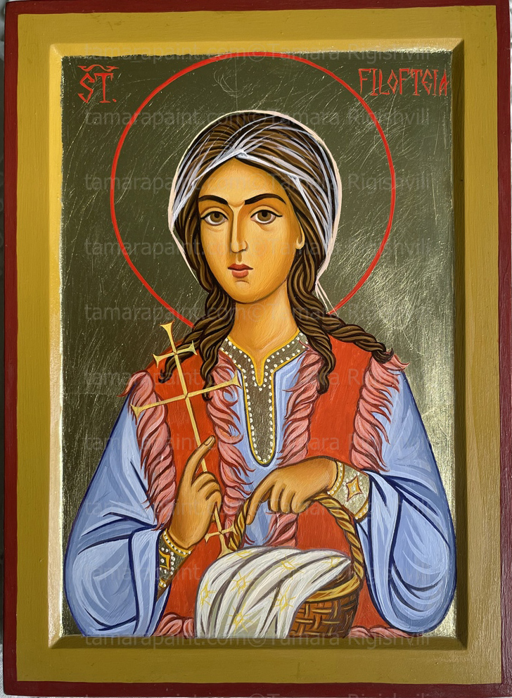 SAINT FILOFTEIA OF ROMANIA, original icon painting by artist Tamara 