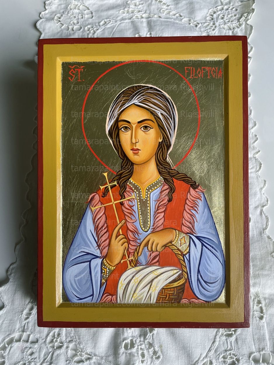Saint Filofteia The Martyr from Argeș, Protectress of Romania, Icon by Tamara Rigishvili