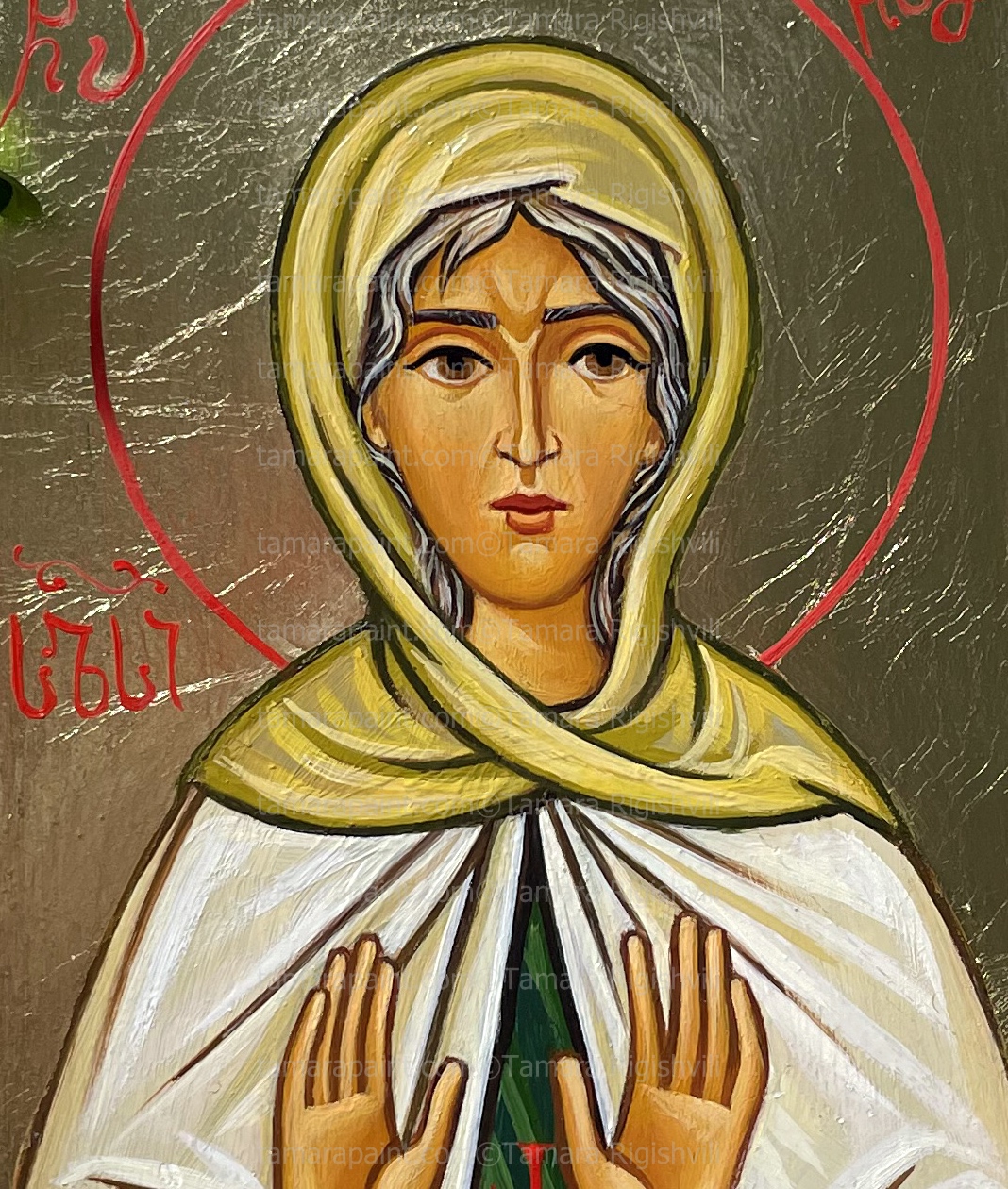 Saint Isidora the Fool of Egypt, she died around the year 365, Saint Nyssima, original icon painting by artist Tamara Rigishvili