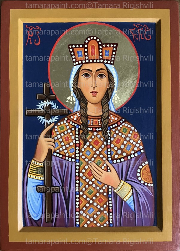 Nana Queen of Georgia,Christian Orthodox icon by Iconpainter Tamara