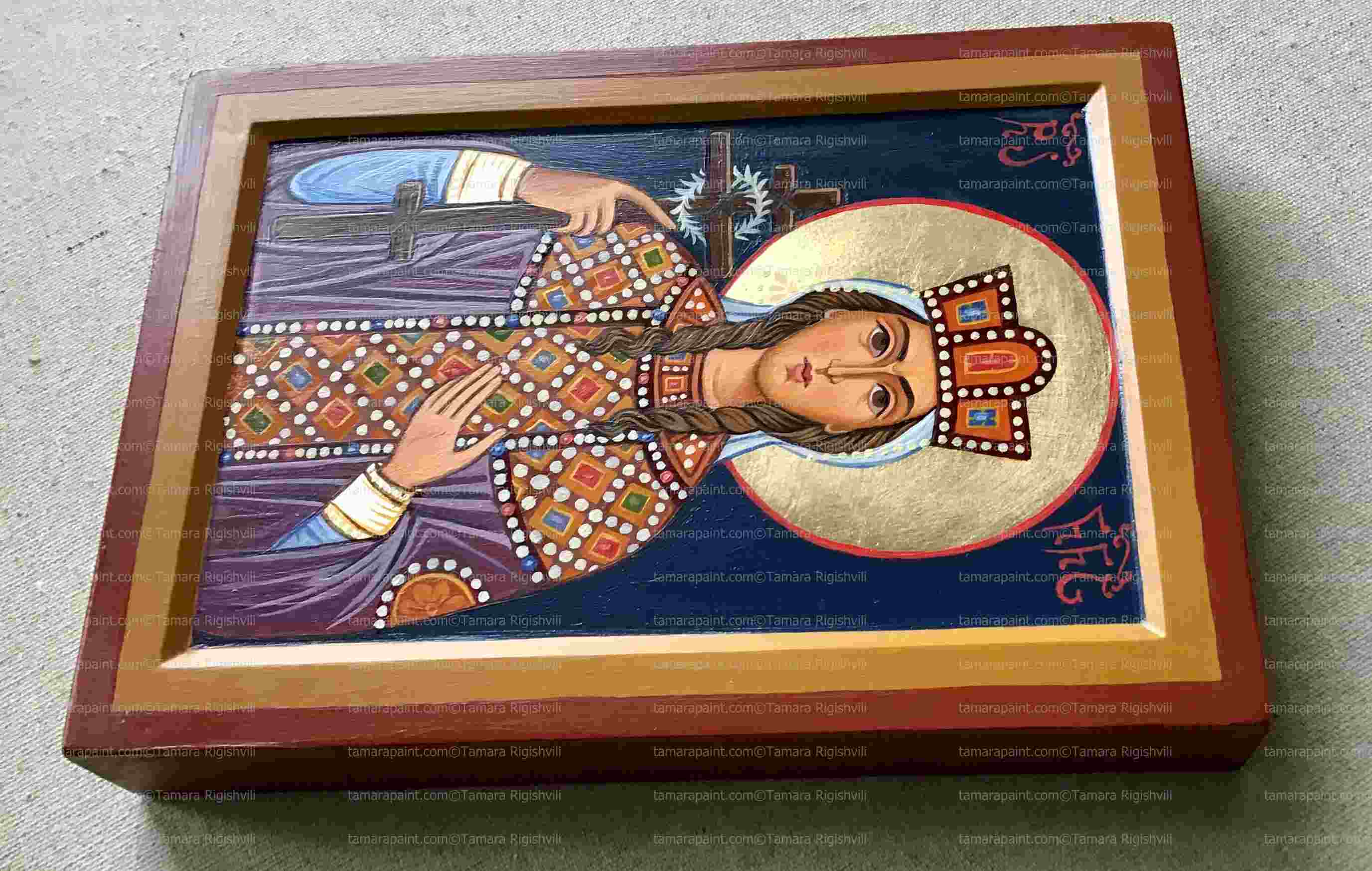 St Nana, border, Art by Iconographer Tamara Rigishvili