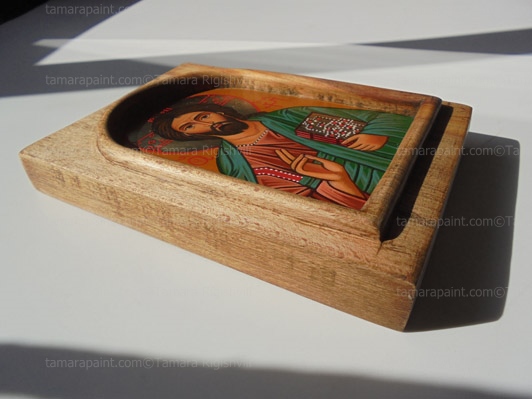 Christ the saviour, original icon painting by artist Tamara Rigishvili