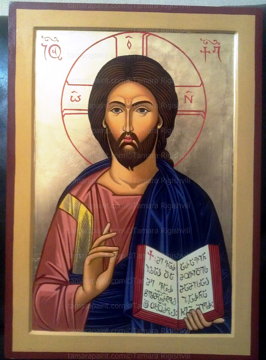 Jesus Christ,Jesus said: I am the Way, the Truth, and the Life, original icon painting by artist Tamara 