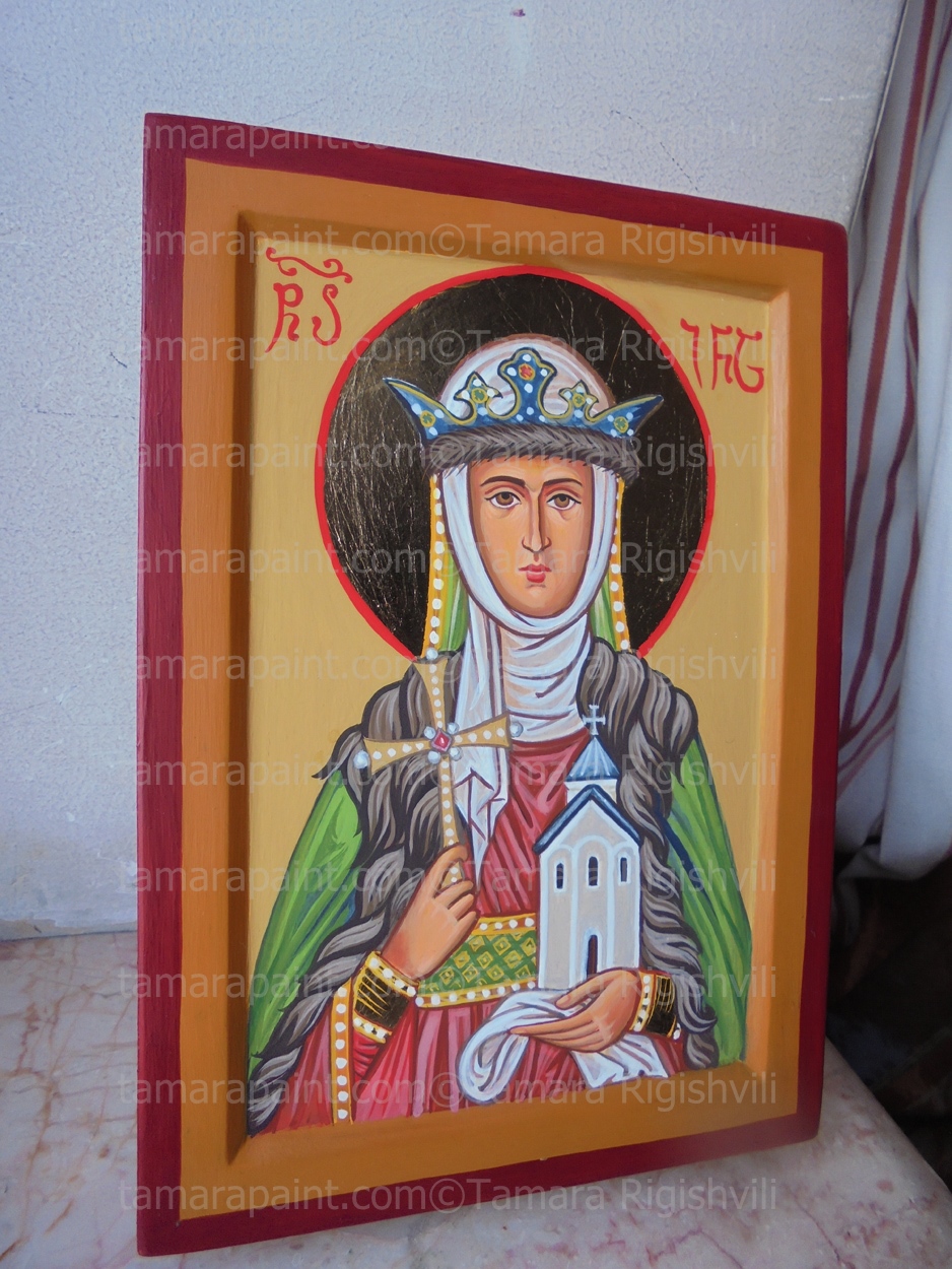 St Ina Road in Heath, Cardiff is presumably named after Saint Ina, as it is among a group of roads named after Celtic saints, original icon painting by artist Tamara Rigishvili