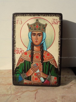 Saint Salomea of Ujarma, Georgia, printed icon on wood, original icon print by artist Tamara Rigishvili