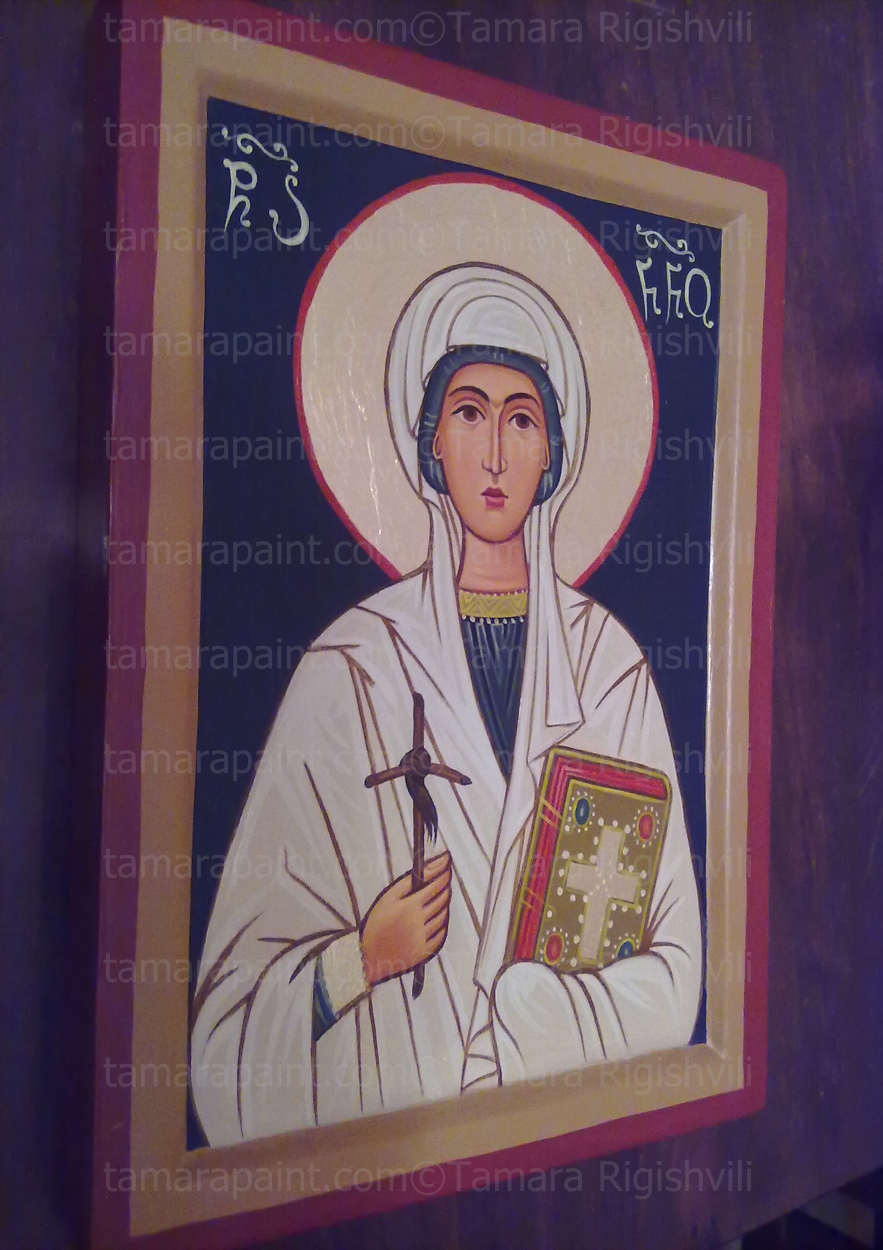 The Georgian Orthodox Church celebrates St. Nino’s Day twice a year – June 1 is the day she arrived in Georgia and January 27, the day she died. St. Nino is one of the most influential person in Georgia's history. original icon painting by artist Tamara Rigishvili